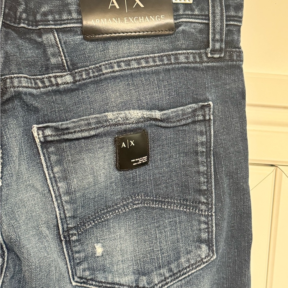Armani Exchange Distressed Blue Slim Jeans - Picture 6 of 9